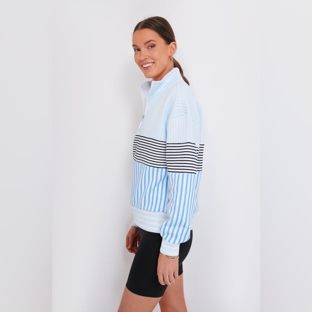 Addison Bay Varsity Quarter Zip Multi Blue Stripe Medium Tuckernuck - Picture 2 of 8